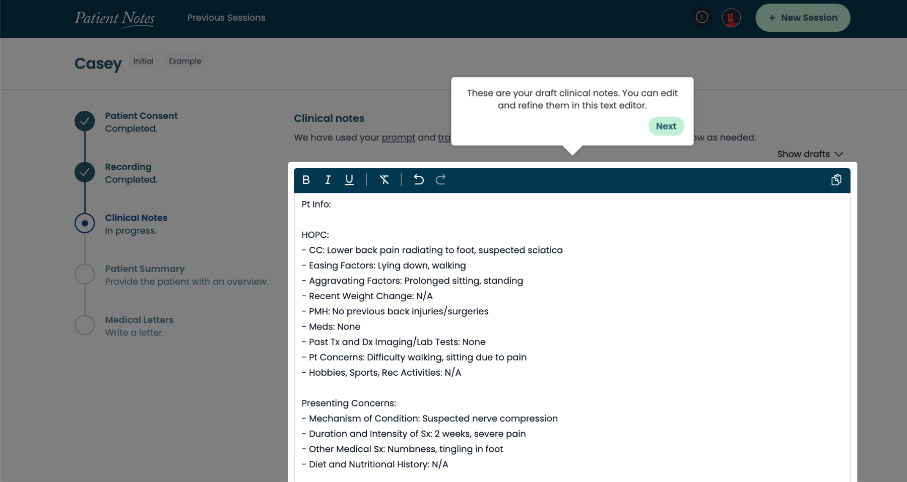 Customer profile user interface